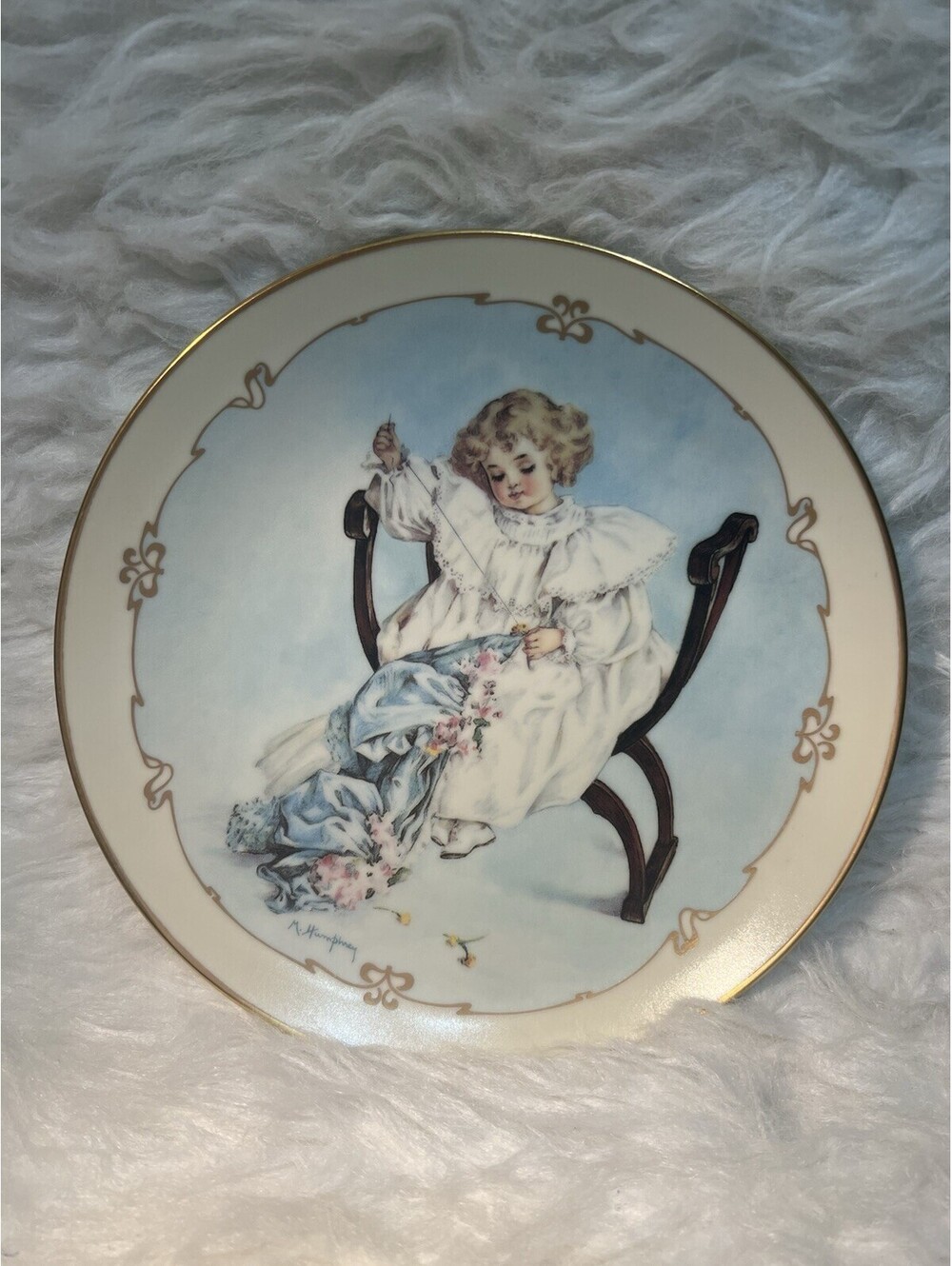 1989 Hamilton Collection, The Seamstress, Maud Humphrey Bogart Collector Plate